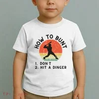 How To Bunt DonT Hit A Dinger Baseball Player Toddler T-Shirt thumb 2