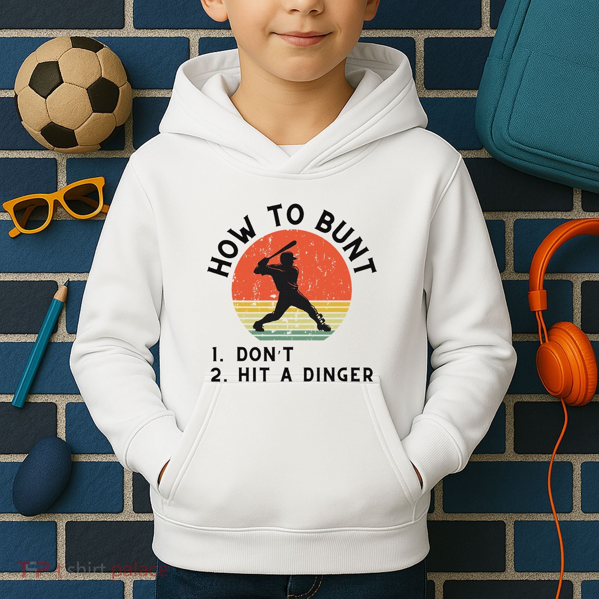 How To Bunt DonT Hit A Dinger Baseball Player Kids Hoodie