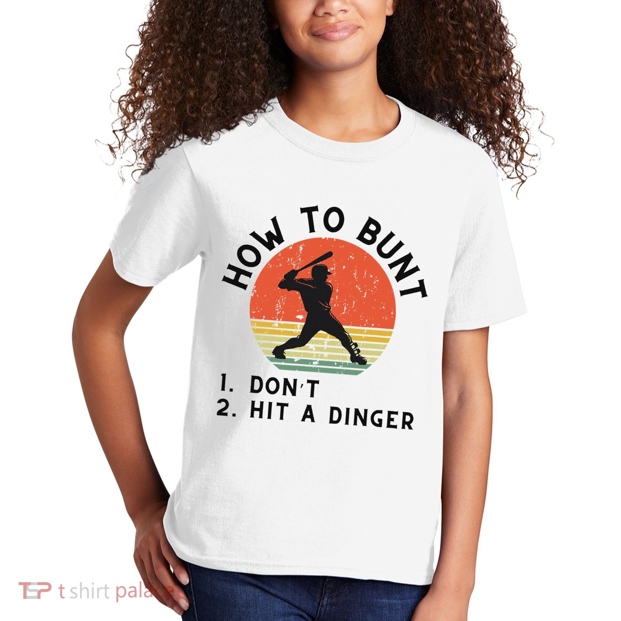 How To Bunt DonT Hit A Dinger Baseball Player Kids T-Shirt
