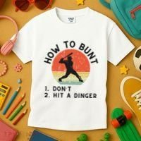 How To Bunt DonT Hit A Dinger Baseball Player Kids T-Shirt thumb 3