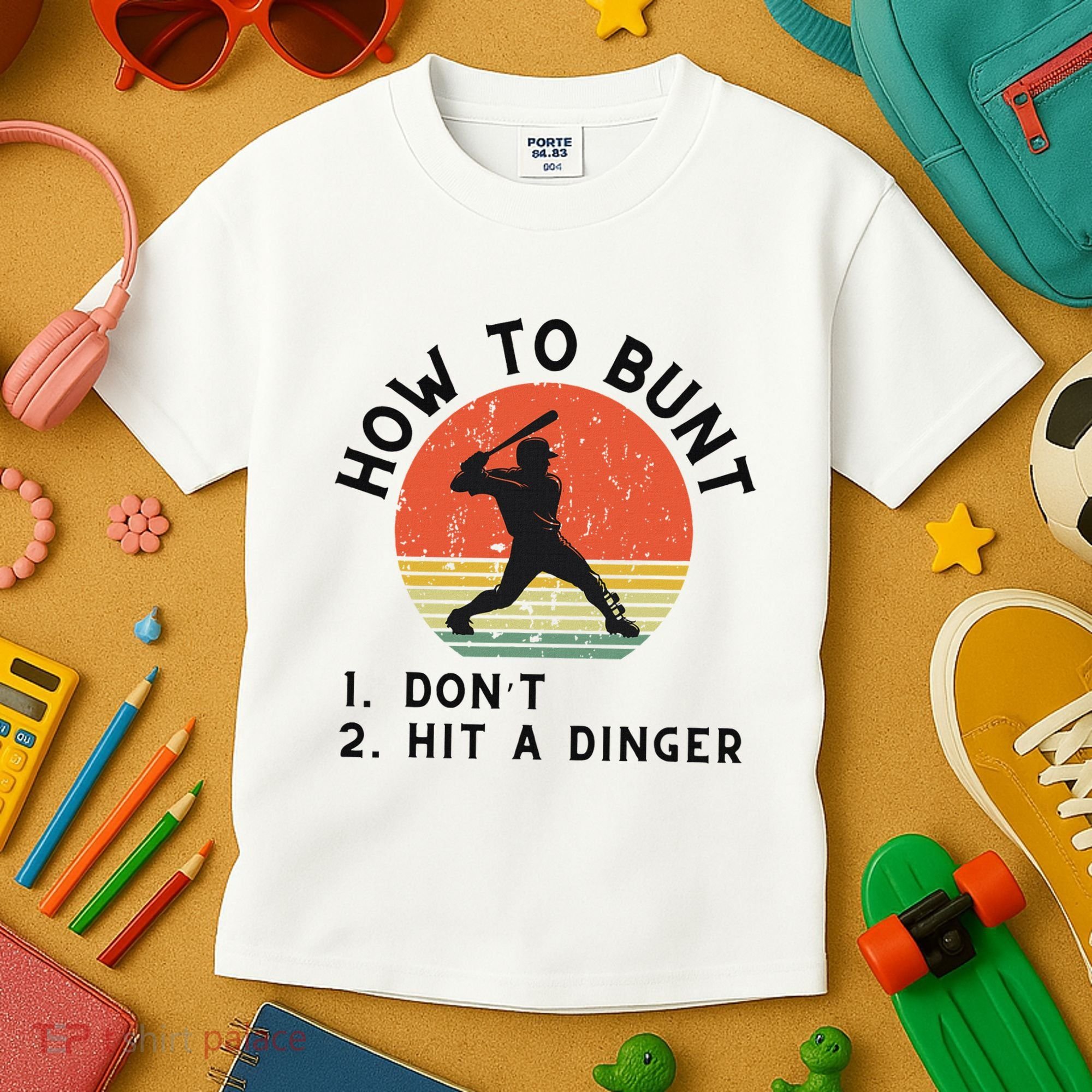 How To Bunt DonT Hit A Dinger Baseball Player Kids T-Shirt