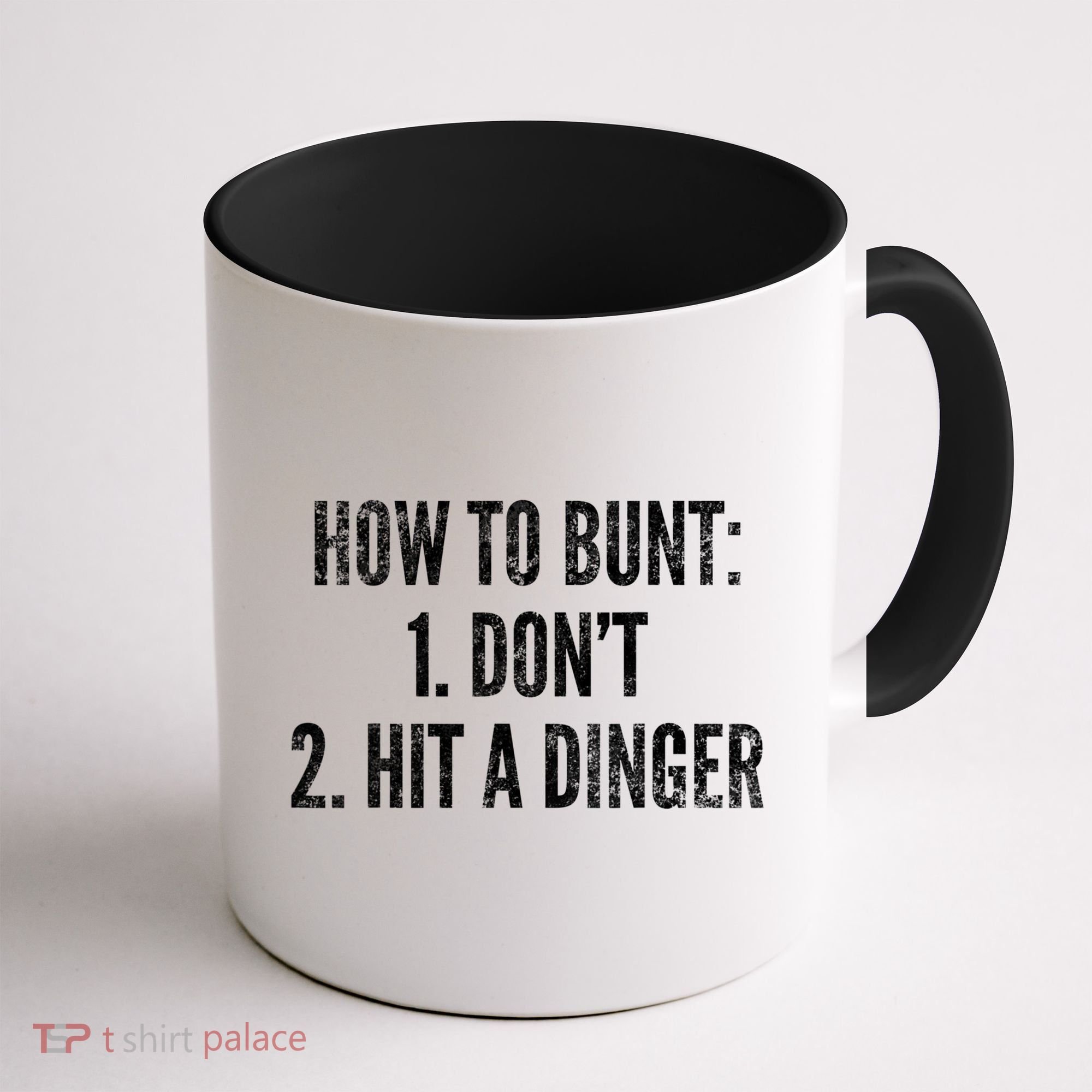 How To Bunt Hit A Dinger Funny Baseball Player Home Run Fun Cute Gift Coffee Mug