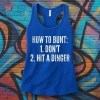 How To Bunt Hit A Dinger Funny Baseball Player Home Run Fun Cute Gift Women's Tank Top thumb 3