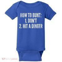 How To Bunt Hit A Dinger Funny Baseball Player Home Run Fun Cute Gift Baby Bodysuit thumb 0