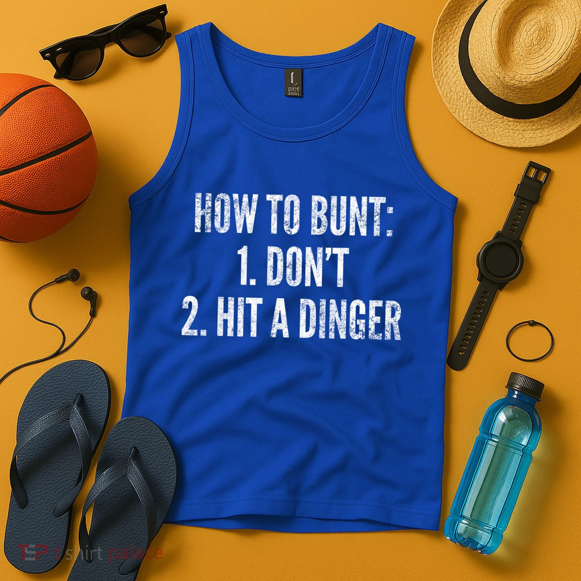 How To Bunt Hit A Dinger Funny Baseball Player Home Run Fun Cute Gift Tank Top
