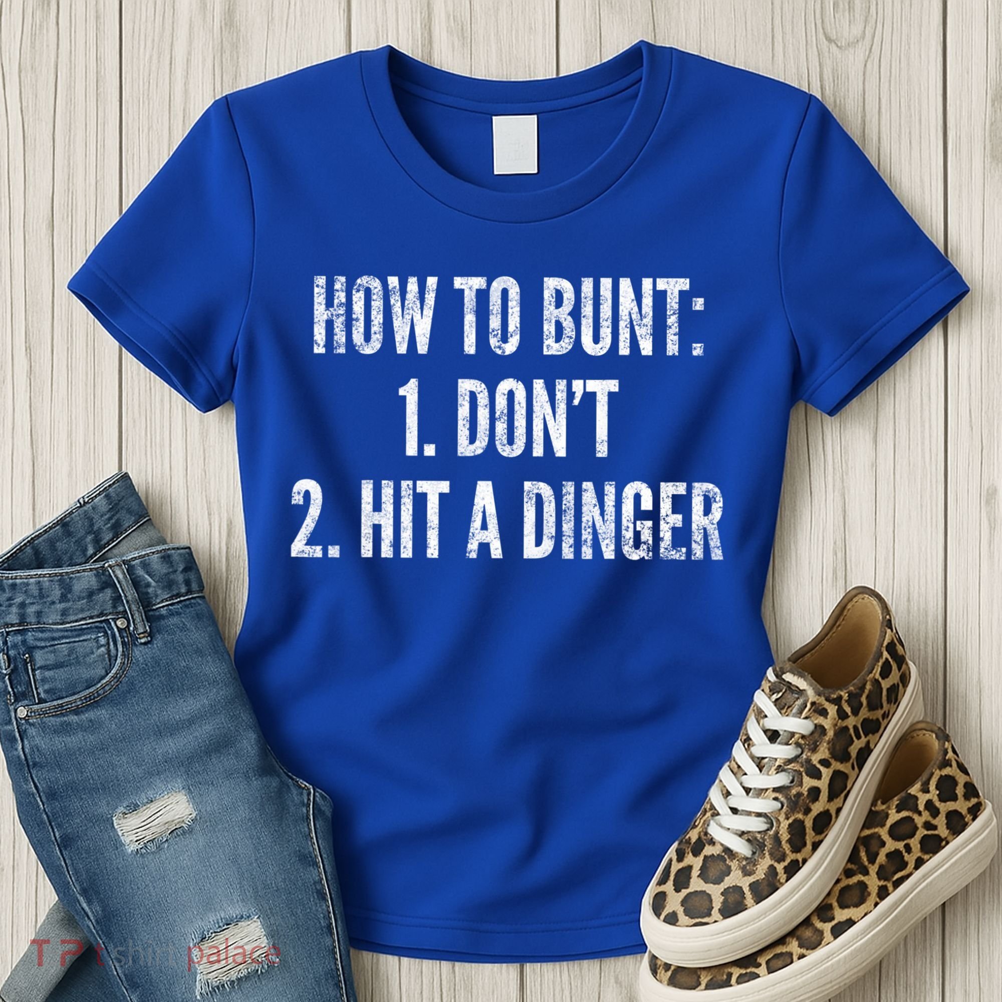How To Bunt Hit A Dinger Funny Baseball Player Home Run Fun Cute Gift Women's T-Shirt