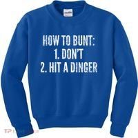 How To Bunt Hit A Dinger Funny Baseball Player Home Run Fun Cute Gift Kids Sweatshirt thumb 0