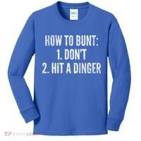 How To Bunt Hit A Dinger Funny Baseball Player Home Run Fun Cute Gift Kids Long Sleeve Shirt thumb 0