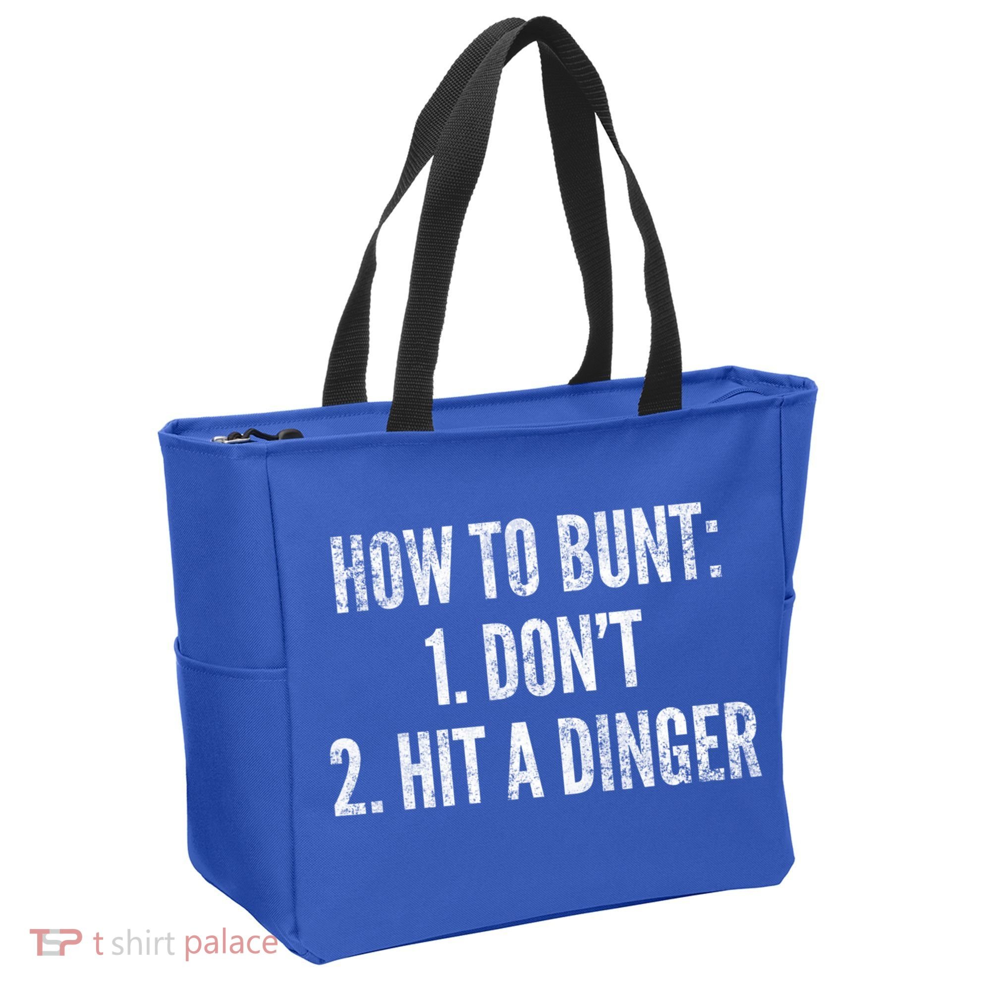 How To Bunt Hit A Dinger Funny Baseball Player Home Run Fun Cute Gift Tote Bag
