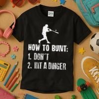 How to bunt don't hit a dinger for a Baseball Kids T-Shirt thumb 3