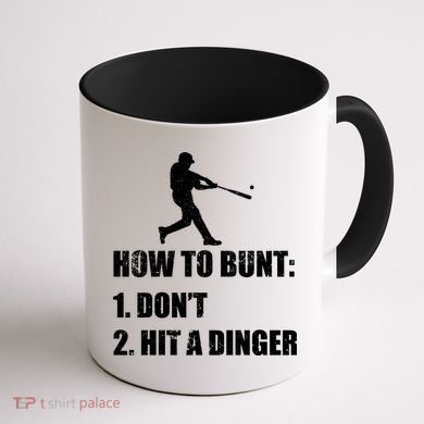 How To Bunt Dont Hit A Dinger Funny Baseball Coffee Mug back