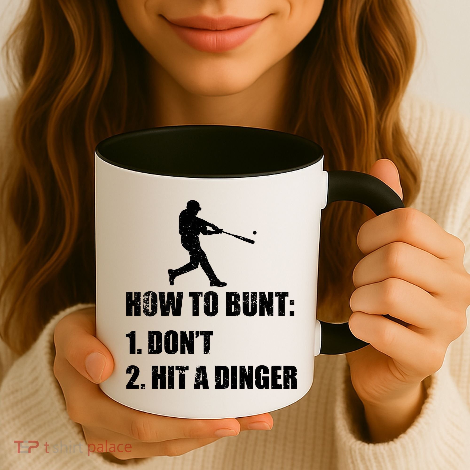 How To Bunt Dont Hit A Dinger Funny Baseball Coffee Mug