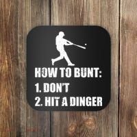 How To Bunt Dont Hit A Dinger Funny Baseball Coaster thumb 0