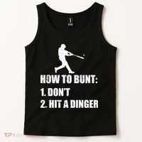 How To Bunt Dont Hit A Dinger Funny Baseball Tank Top thumb 2