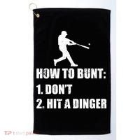 How To Bunt Dont Hit A Dinger Funny Baseball Golf Towel thumb 0