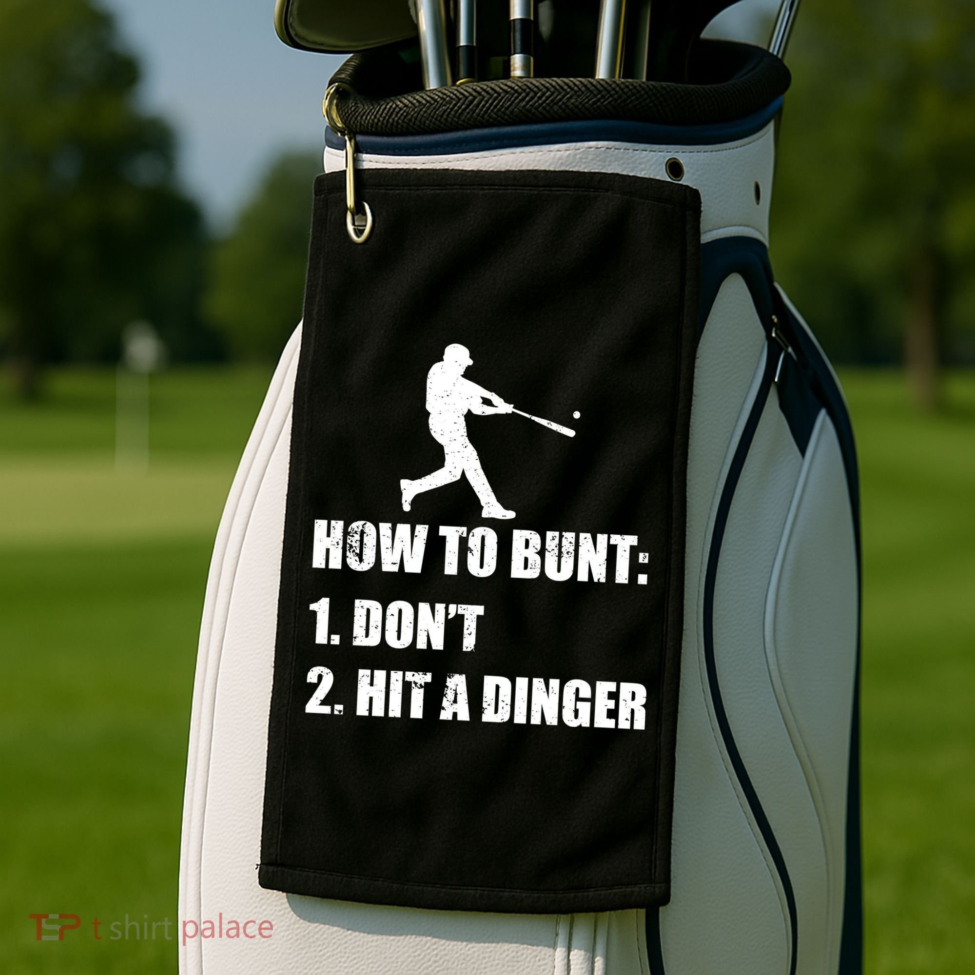 How To Bunt Dont Hit A Dinger Funny Baseball Golf Towel