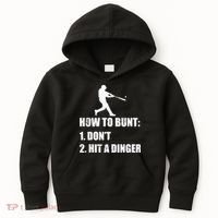 How To Bunt Dont Hit A Dinger Funny Baseball Kids Hoodie thumb 0