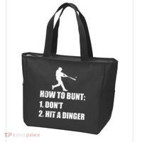 How To Bunt Dont Hit A Dinger Funny Baseball Tote Bag thumb 3