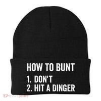 How To Bunt Dont Hit A Dinger Funny Baseball Softball Beanie thumb 0
