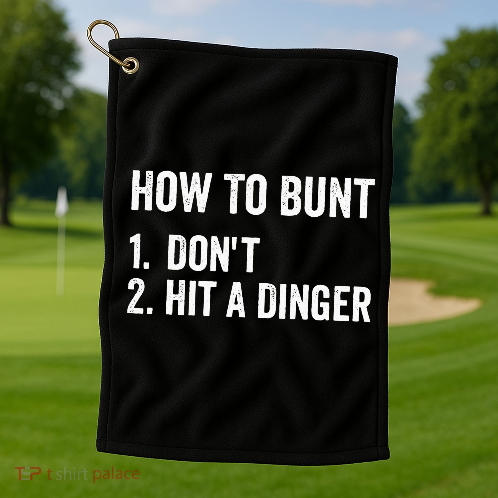 How To Bunt Dont Hit A Dinger Funny Baseball Softball Golf Towel