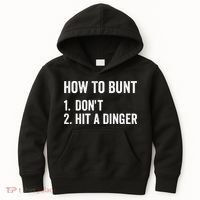 How To Bunt Dont Hit A Dinger Funny Baseball Softball Kids Hoodie thumb 0