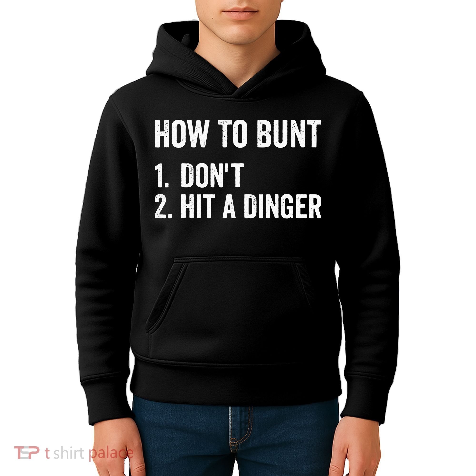 How To Bunt Dont Hit A Dinger Funny Baseball Softball Kids Hoodie