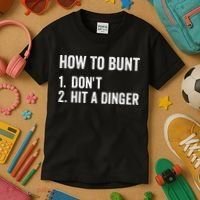 How To Bunt Dont Hit A Dinger Funny Baseball Softball Kids T-Shirt thumb 3