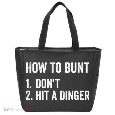 How To Bunt Dont Hit A Dinger Funny Baseball Softball Tote Bag