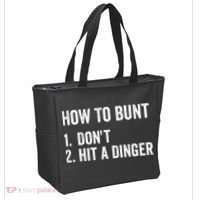 How To Bunt Dont Hit A Dinger Funny Baseball Softball Tote Bag thumb 2