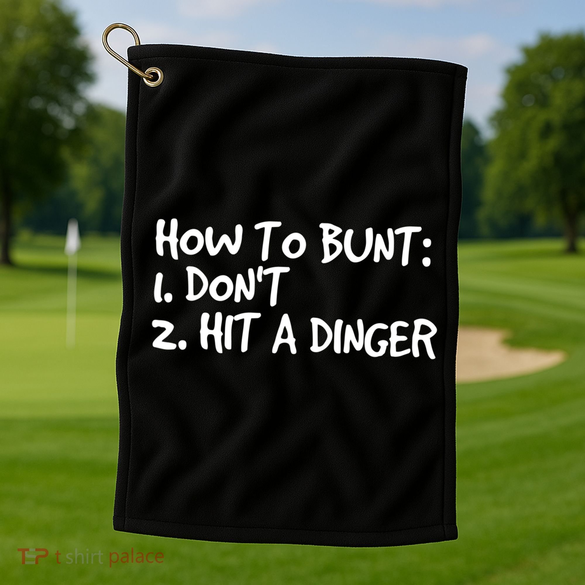 How To Bunt Don't Hit Dinger Gift Funny Baseball Gift Idea Golf Towel