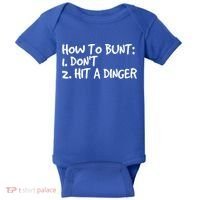 How To Bunt Don't Hit Dinger Gift Funny Baseball Gift Idea Baby Bodysuit thumb 0