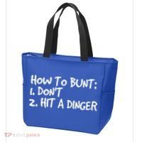 How To Bunt Don't Hit Dinger Gift Funny Baseball Gift Idea Tote Bag thumb 3