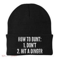 How To Bunt Hit A Dinger Funny Baseball Player Home Run Fun Gift Beanie thumb 0
