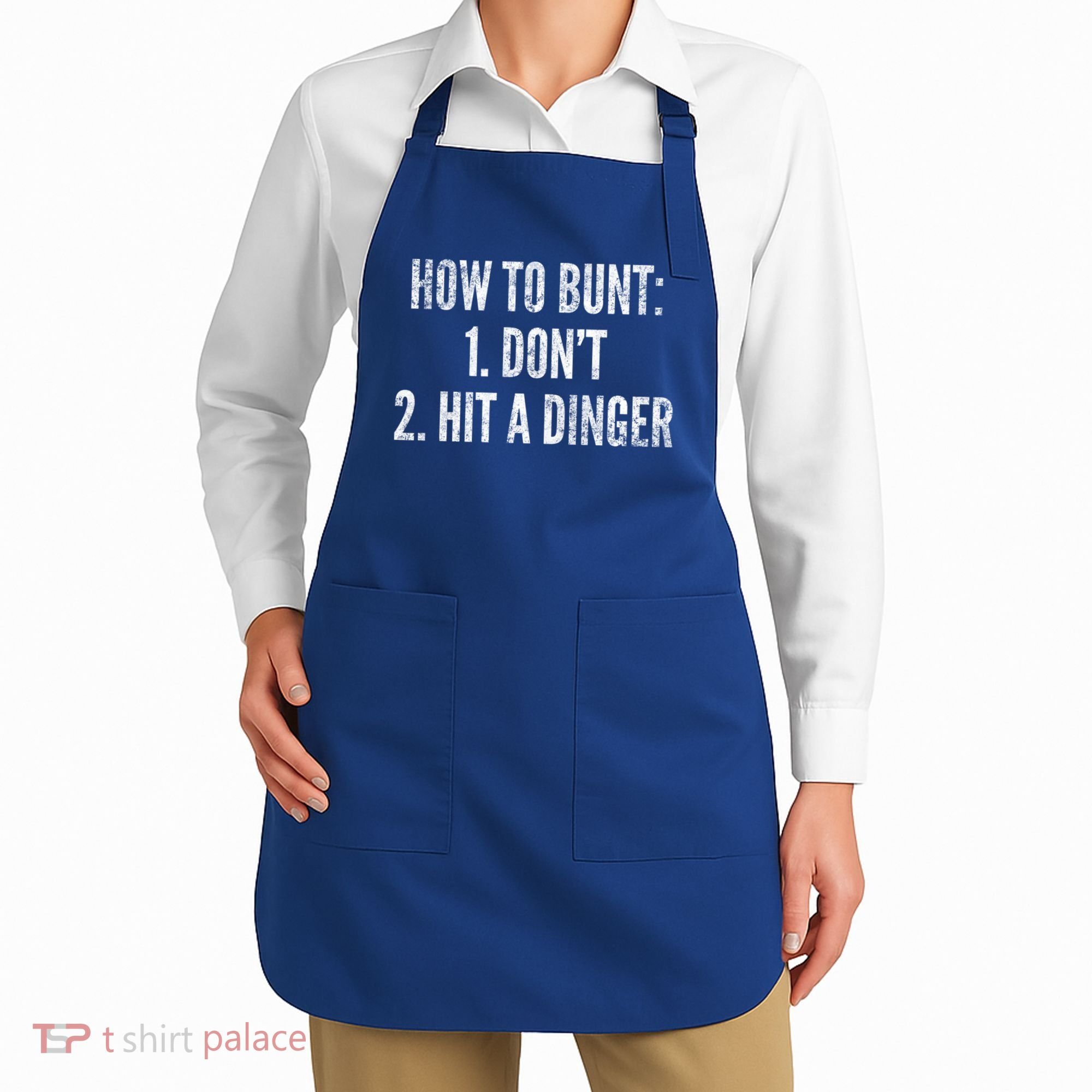 How To Bunt Hit A Dinger Funny Baseball Player Home Run Fun Gift Apron
