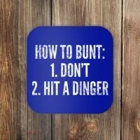 How To Bunt Hit A Dinger Funny Baseball Player Home Run Fun Gift Coaster thumb 0
