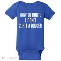 How To Bunt Hit A Dinger Funny Baseball Player Home Run Fun Gift Baby Bodysuit thumb 0