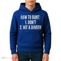 How To Bunt Hit A Dinger Funny Baseball Player Home Run Fun Gift Kids Hoodie thumb 4