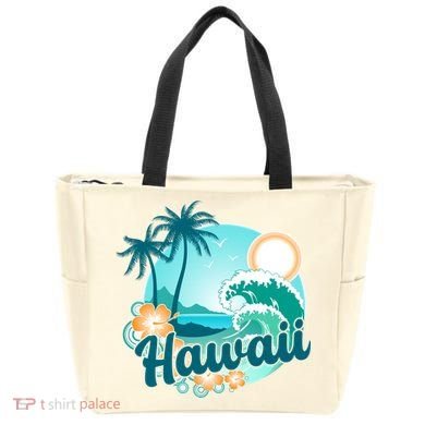 Hawaii Tropical Beach Palm Trees Tote Bag