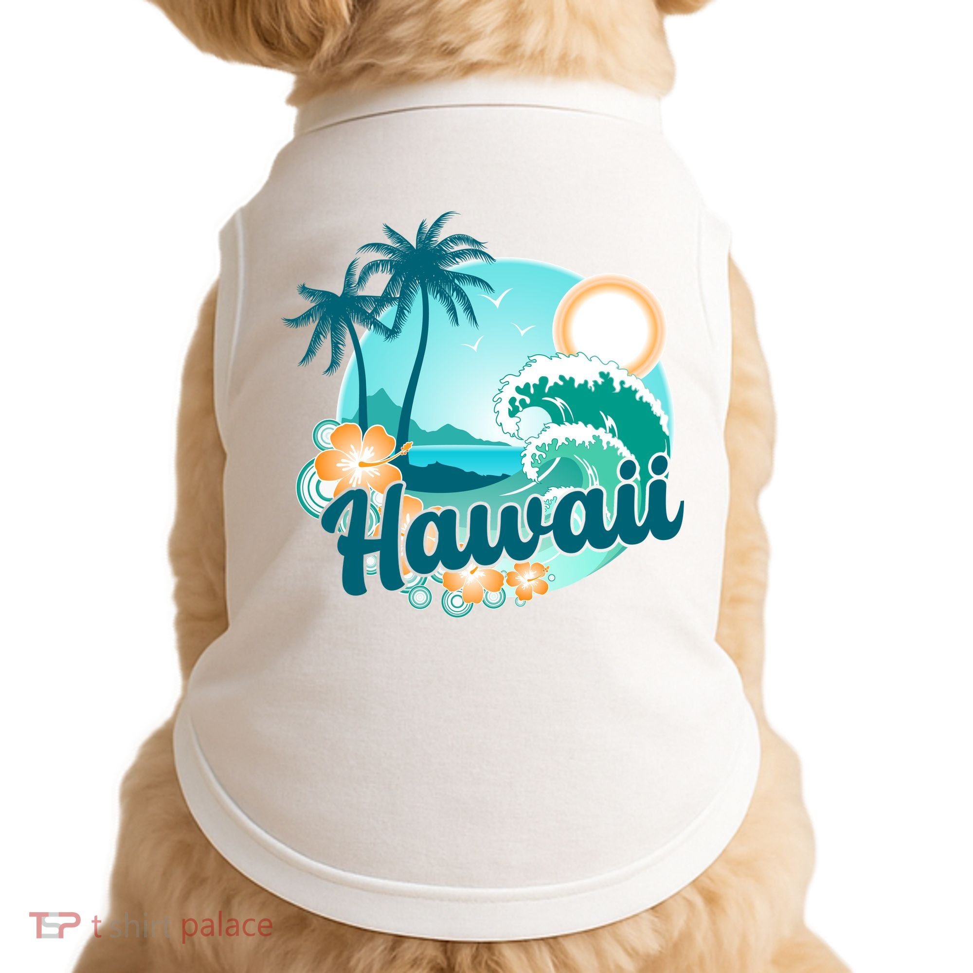 Hawaii Tropical Beach Palm Trees Doggie Tank