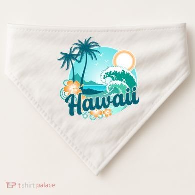 Hawaii Tropical Beach Palm Trees USA-Made Doggie Bandana