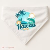 Hawaii Tropical Beach Palm Trees USA-Made Doggie Bandana thumb 0