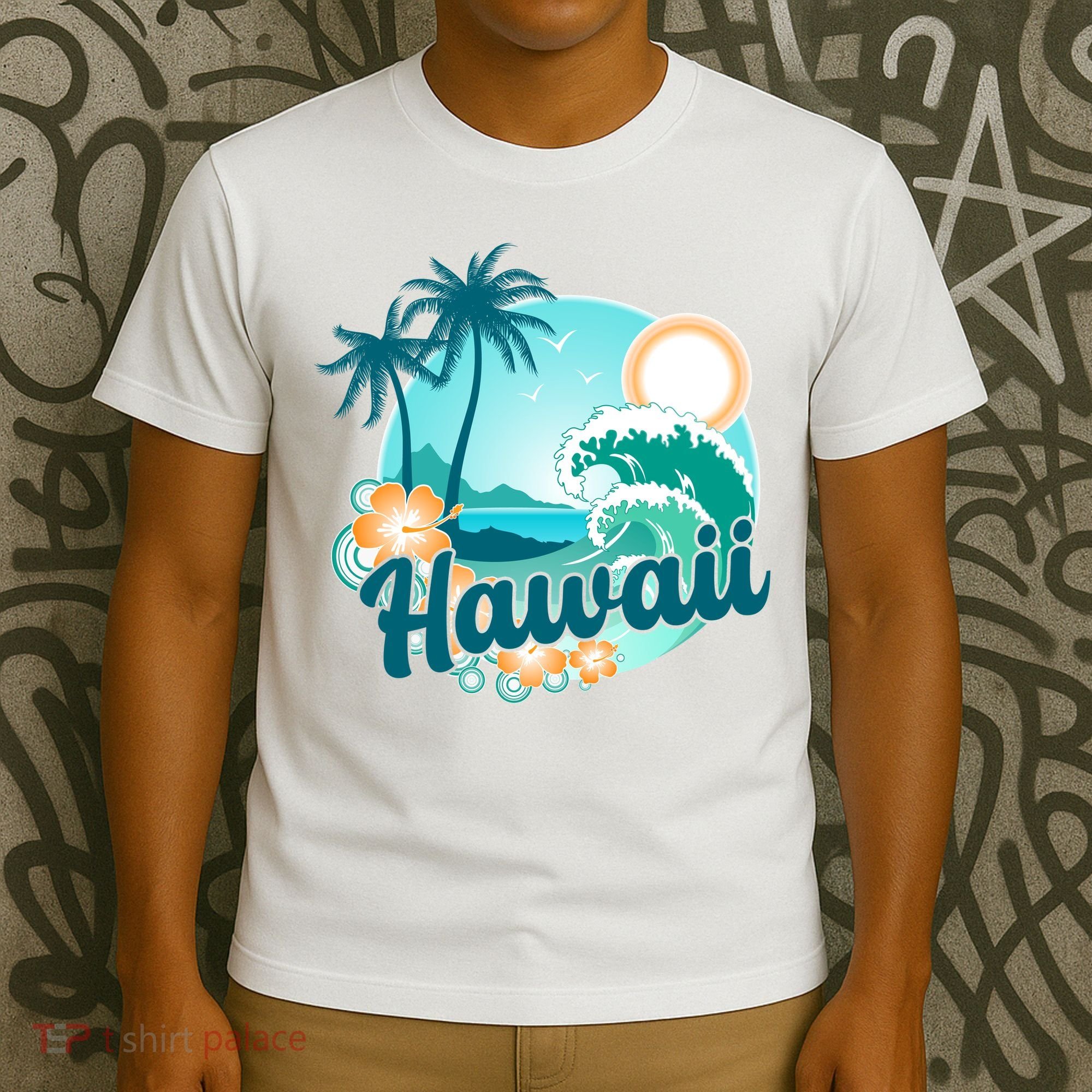 Hawaii Tropical Beach Palm Trees T-Shirt