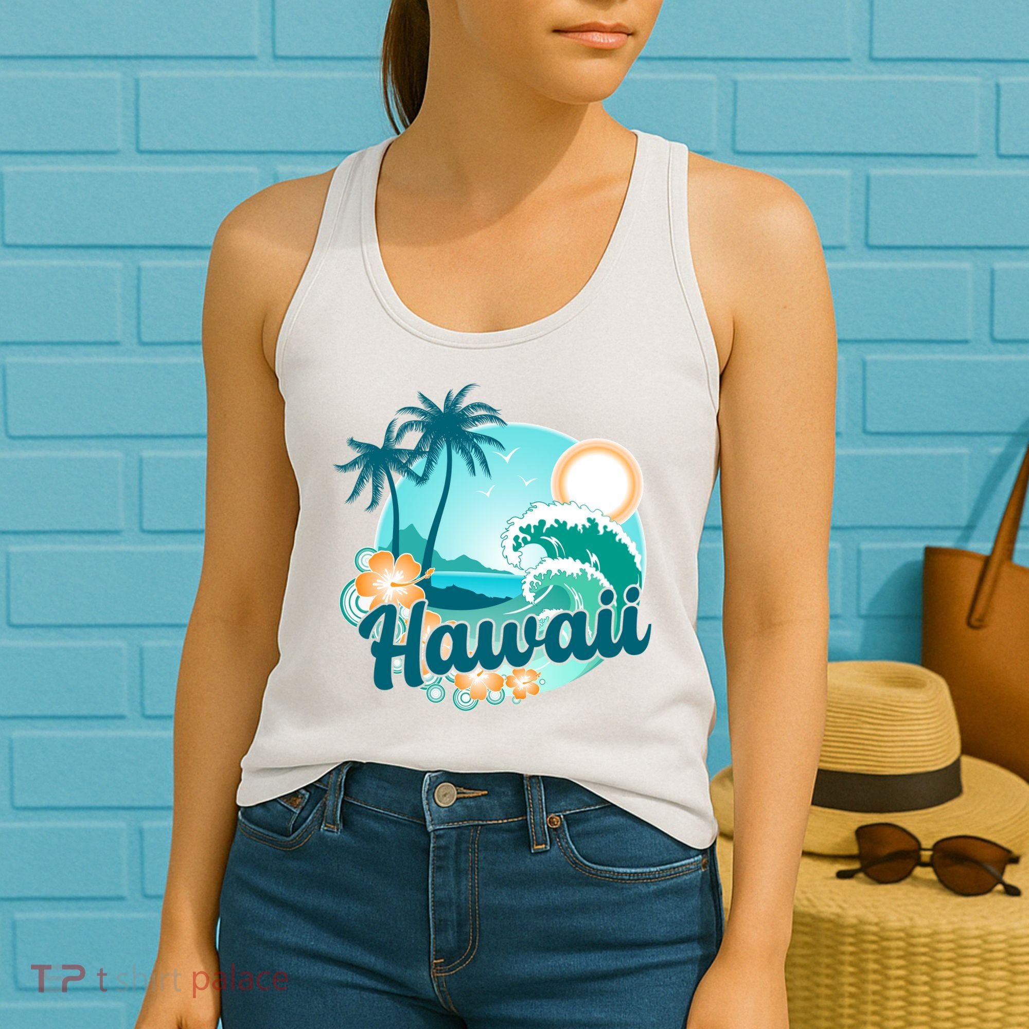 Hawaii Tropical Beach Palm Trees Women's Tank Top