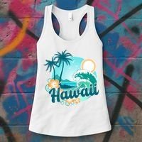 Hawaii Tropical Beach Palm Trees Women's Tank Top thumb 3