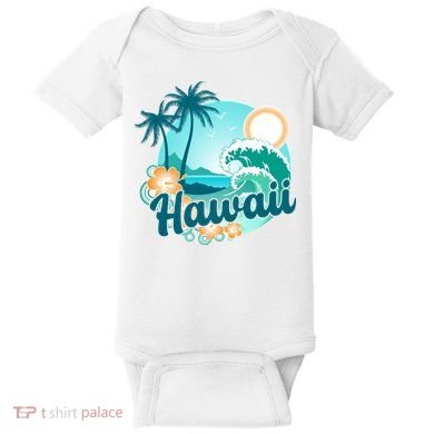 Hawaii Tropical Beach Palm Trees Baby Bodysuit