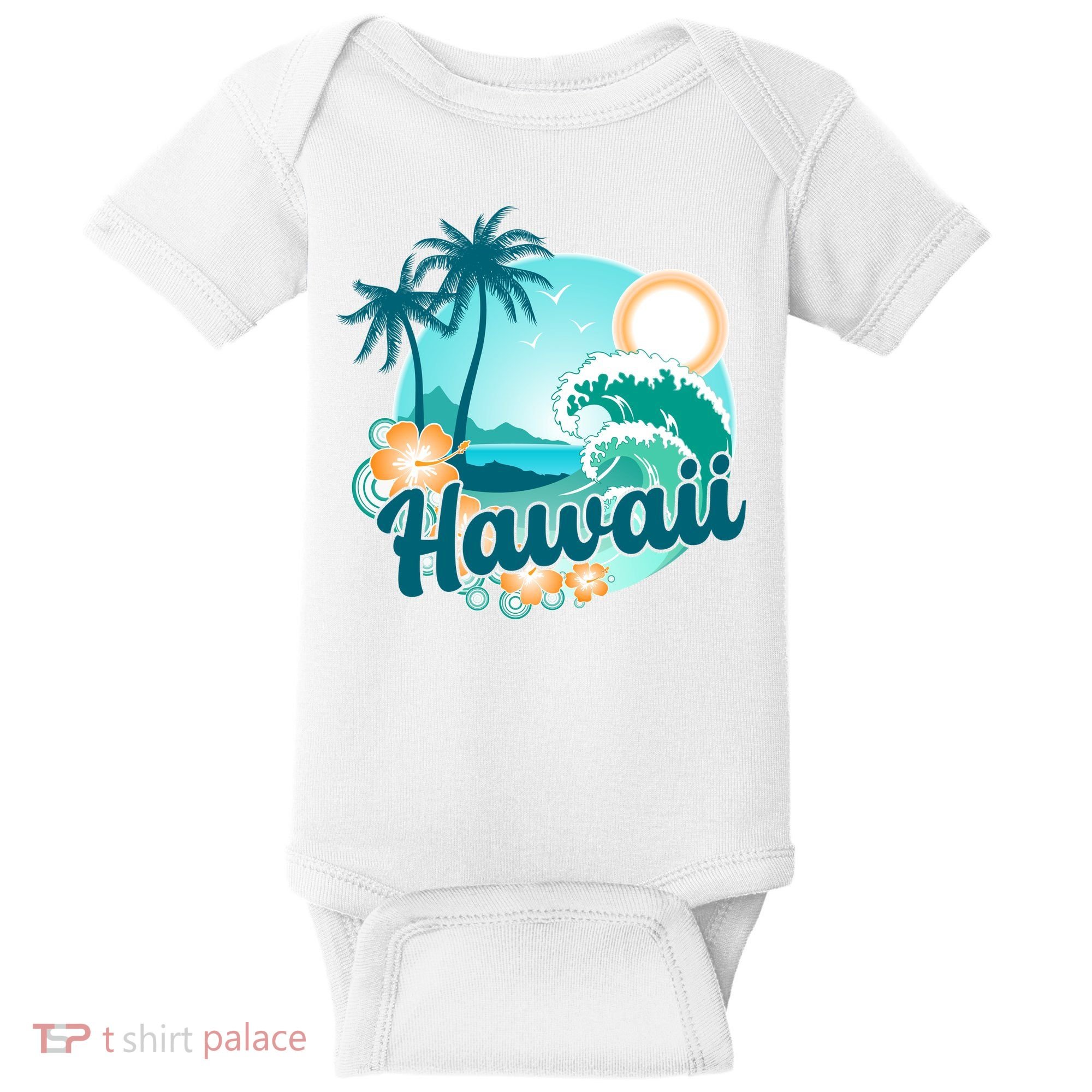 Hawaii Tropical Beach Palm Trees Baby Bodysuit