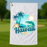 Hawaii Tropical Beach Palm Trees Golf Towel thumb 1