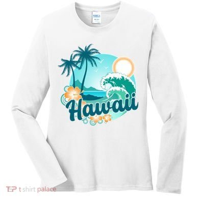 Hawaii Tropical Beach Palm Trees Women's Long Sleeve Shirt