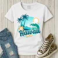 Hawaii Tropical Beach Palm Trees Women's T-Shirt thumb 3