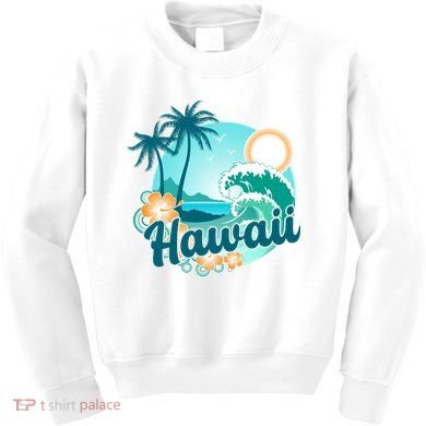 Hawaii Tropical Beach Palm Trees Kids Sweatshirt